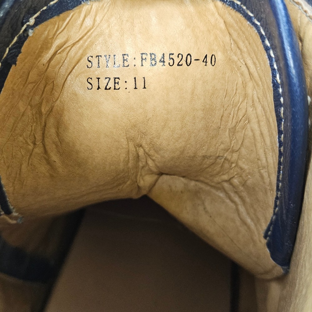 Faranzi Mens Navy Blue Leather Moc Toe Lace Up Side Zip Ankle Boots FB4520-40 11 - Picture 8 of 14